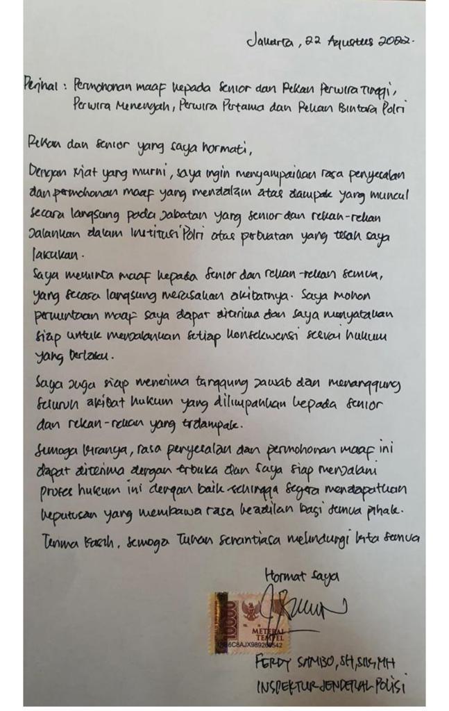 Surat Ferdy Sambo