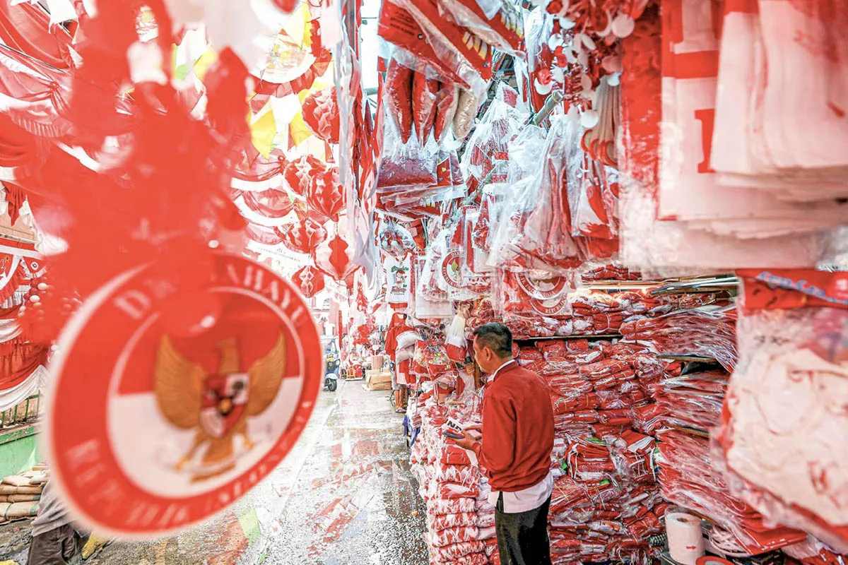 Independence Day merchandise at Jatinegara Market